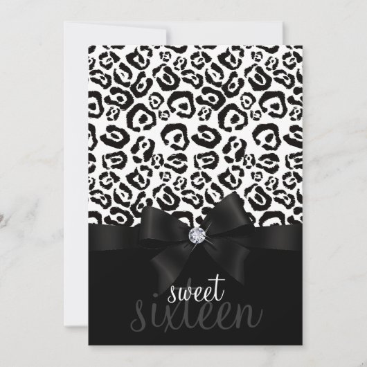 Invitation Élégant Sweet sixteen Leopard Bow & Diamond 16 (Devant)