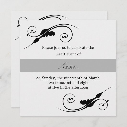 Invitation Elegant Swirl (Devant / Derrière)