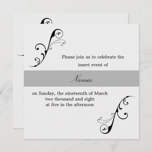 Invitation Elegant Swirl (Devant / Derrière)