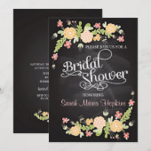 Invitation Élégant tableau de bord floral Fête de l'mariée mo (Devant / Derrière)