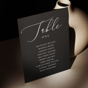 Invitation Élégant tableau de sièges minimaliste noir Mariage