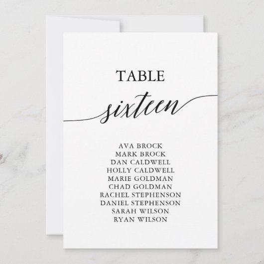 Invitation Élégant tableau noir Numéro 16 Tableau de siège (Dos)