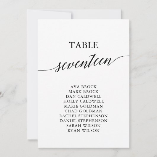 Invitation Élégant tableau noir Numéro 17 Tableau de siège (Dos)