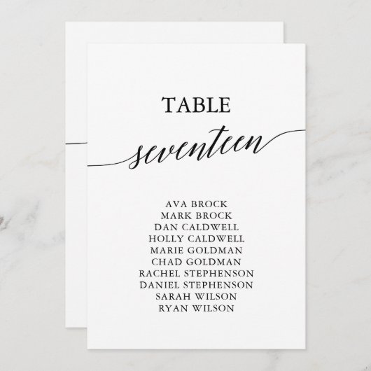 Invitation Élégant tableau noir Numéro 17 Tableau de siège (Devant / Derrière)