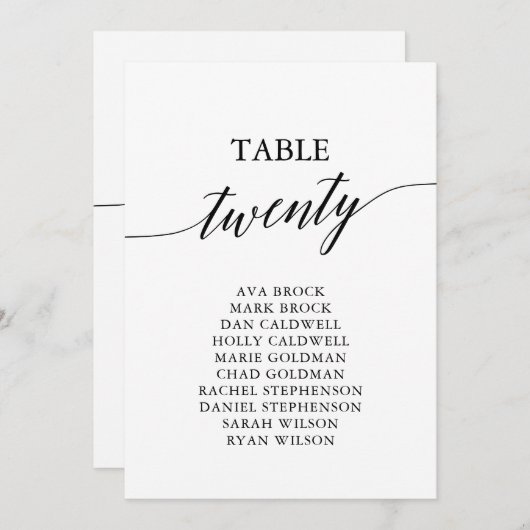 Invitation Élégant tableau noir Numéro 20 Tableau de siège (Devant / Derrière)