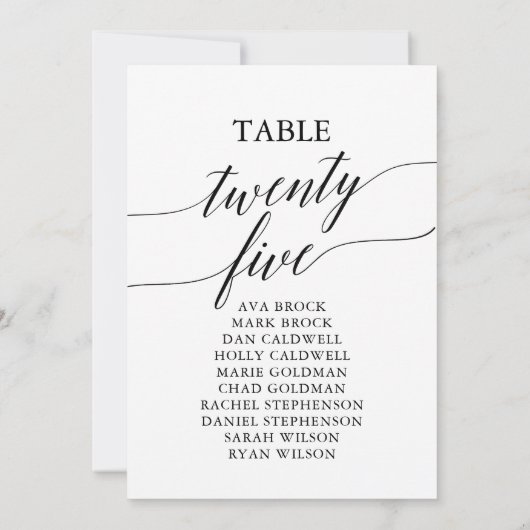 Invitation Élégant tableau noir Numéro 25 Tableau de siège (Dos)