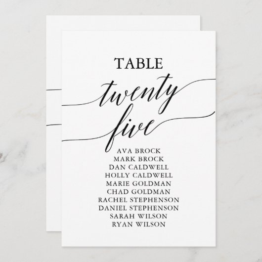 Invitation Élégant tableau noir Numéro 25 Tableau de siège (Devant / Derrière)