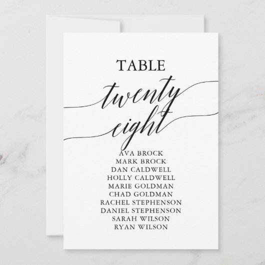 Invitation Élégant tableau noir Numéro 28 Tableau de siège (Devant)