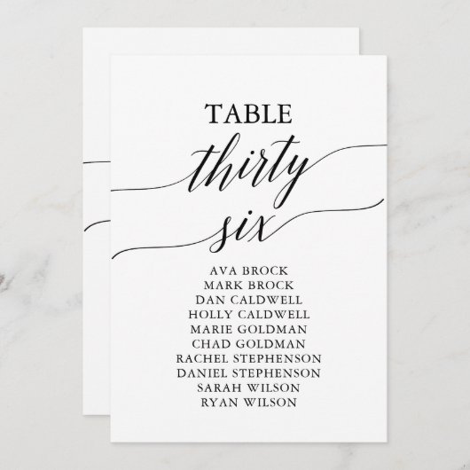 Invitation Élégant tableau noir Numéro 36 Tableau de siège (Devant / Derrière)