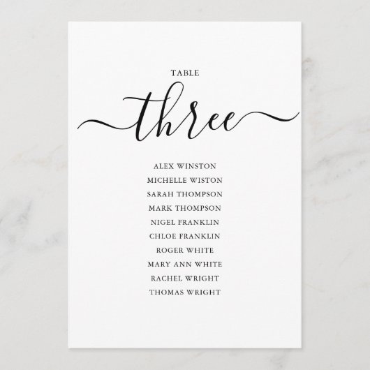 Invitation Élégant tableau noir numéro 3 du tableau de sièges (Devant)