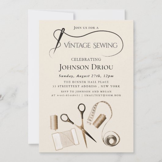Invitation Elegant Tailor & Sewing Party (Devant)