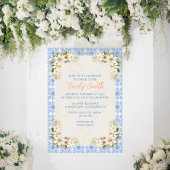 Invitation Elegant Talavera Blue Floral Bridal Shower