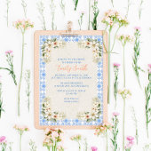 Invitation Elegant Talavera Blue Floral Bridal Shower