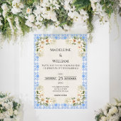 Invitation Elegant Talavera Blue Floral Bridal Shower