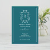 Invitation Elegant Tale Blue Engagement Party QR Code Photo (Debout devant)