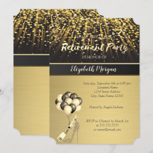 Invitation Élégant talon haut, vin, ballons, fête de retraite