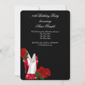 Invitation Élégant talons hauts Rouge Rose Noir fête d'annive (Dos)