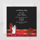 Invitation Élégant talons hauts Rouge Rose Noir Or Anniversai (Dos)