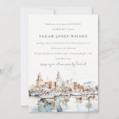 Invitation Elégant Tampa Floride Skyline Aquarelle Anniversai (Devant)