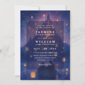 Invitation Elegant Tangled Lanterns Budget QR Code Wedding (Devant)
