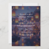 Invitation Elegant Tangled Lanterns Budget QR Code Wedding (Devant)