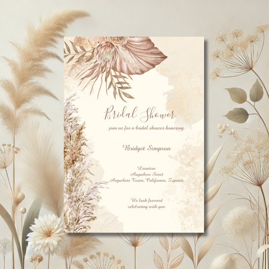 Invitation Elégant taupe Boho Neutre Fête des mariées minimal
