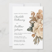 Invitation Elegant Taupe Floral Wedding With Sage Green (Devant)