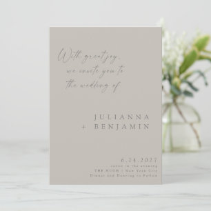 Invitation Élégant Taupe gris minimaliste Mariage de script c