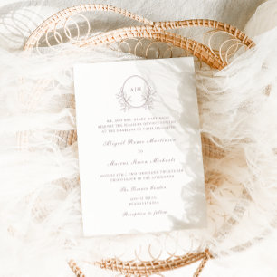 Invitation Élégant Taupe Monogramme QR Rsvp Mariage photo