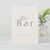 Invitation Elegant Taupe Open Bar Wedding Sign (Debout devant)