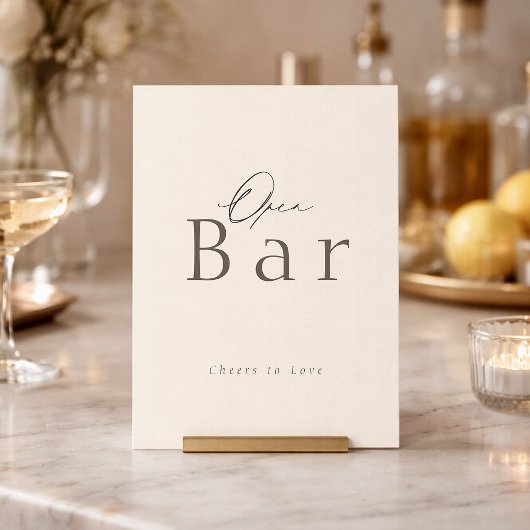 Invitation Elegant Taupe Open Bar Wedding Sign