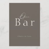 Invitation Elegant Taupe Open Bar Wedding Sign  (Devant)