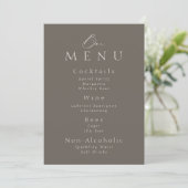Invitation Elegant Taupe Wedding Bar Menu Sign  (Debout devant)