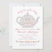 Invitation Elégant Tea Party Baby shower fille ・ Teapot (Devant)