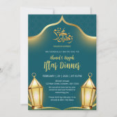 Invitation Elegant Teal and Gold Islamic Iftar Dinner (Devant)