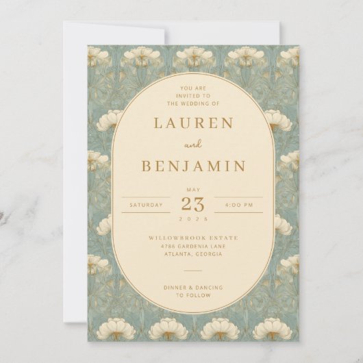 Invitation Elegant Teal Floral (Devant)
