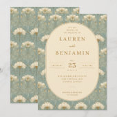 Invitation Elegant Teal Floral (Devant / Derrière)