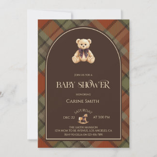 Invitation Elegant Teddy Bear Luxury Vintage Baby Shower