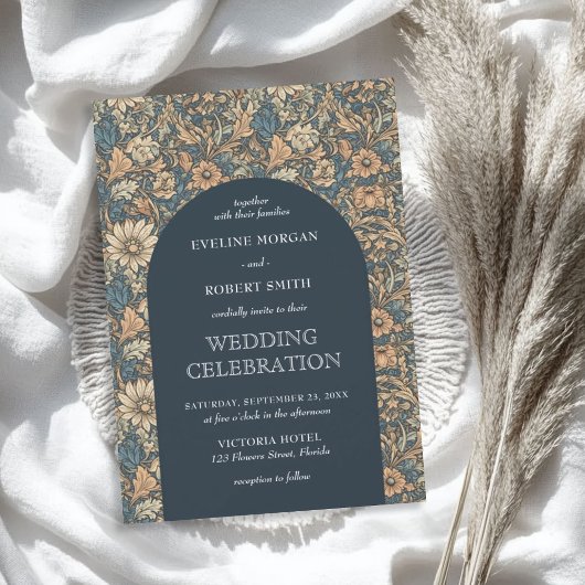 Invitation Elégant teintes pastel floral Art Nouveau