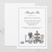 Invitation Élégant temps lunaire pour le Baby shower de thé (Devant / Derrière)