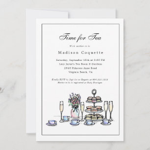 Invitation Élégant temps lunaire pour le Baby shower de thé