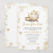 Invitation Élégant temps or pour la Fête des mariées de Noël (Devant / Derrière)