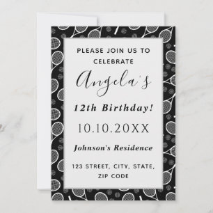 Invitation Élégant Tennis Rackets Joueur Balls Anniversaire