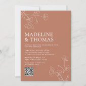 Invitation Élégant Terracotta Boho Photo Code QR Mariage (Devant)