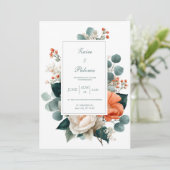 Invitation Elegant Terracotta Orange Eucalyptus Floral (Debout devant)