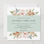 Invitation Élégant Terrain Blooms Sage Green Carré Mariage da (Devant)