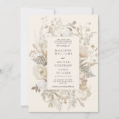 Invitation Elégant terroir à crème florale Mariage chic (Devant)