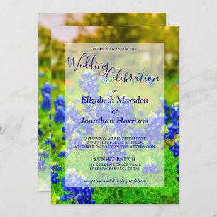 Invitation Élégant Texas Bluebonnets Floral Photo Mariage