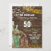 Invitation Élégant Texas Cactus Wood Adulte Mexicain Annivers (Devant)