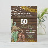 Invitation Élégant Texas Cactus Wood Adulte Mexicain Annivers (Debout devant)
